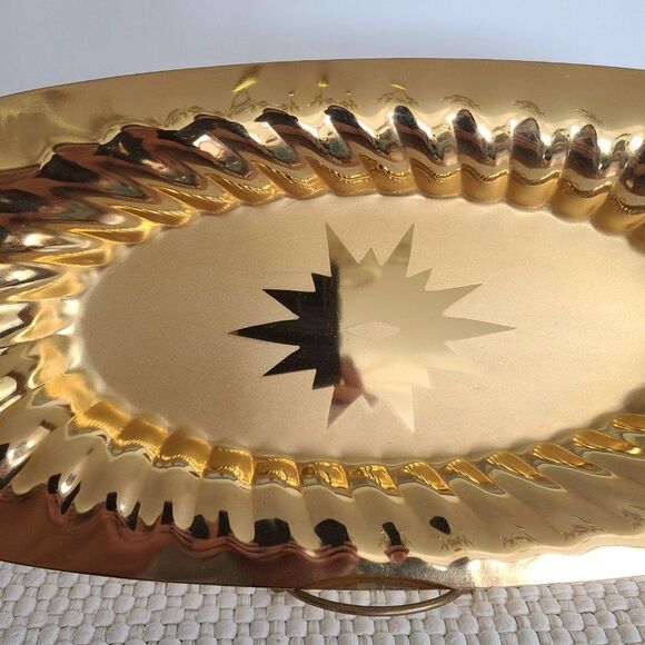 Vintage Forman Metal Gold Tone Serving Tray Platter 23K Gold Electro Plated - Picture 4 of 15